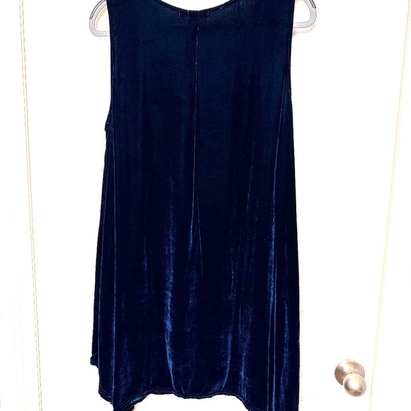 CUT LOOSE Asymmetrical Blue Velvet Sleeveless Tunic Dress Size L - Picture 6 of 9